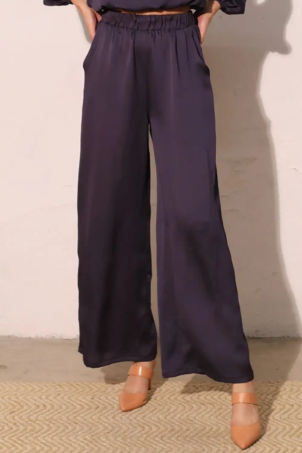 Hammered Satin Pocket Pants
