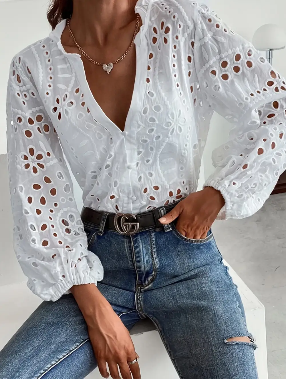 Draped Button Front Shirt