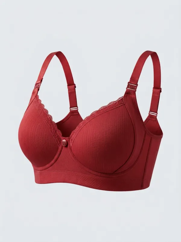Women's Full-Coverage Wireless Lace-Trim Ribbed Bra