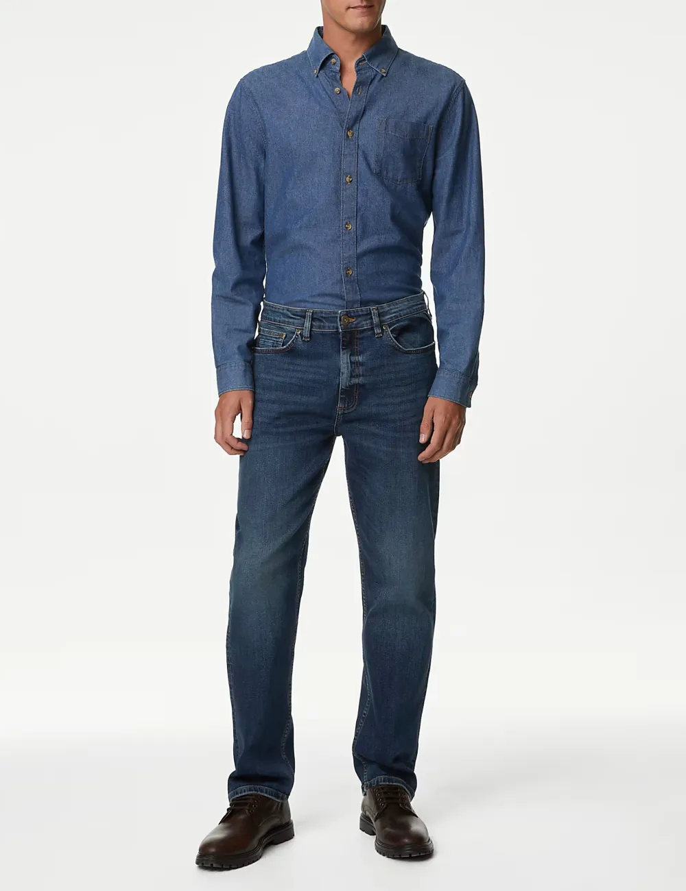 Men's Blue Loose Fit Stretch Denim Jeans