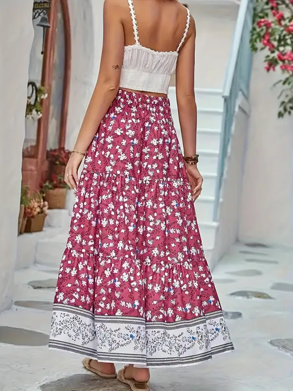 Full Size Tiered Printed Skort