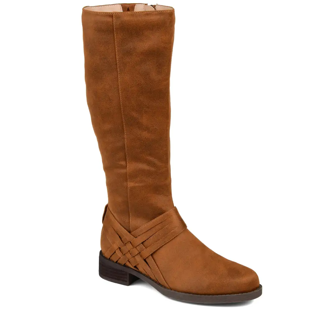Woven Detail Wide Calf Riding Boots