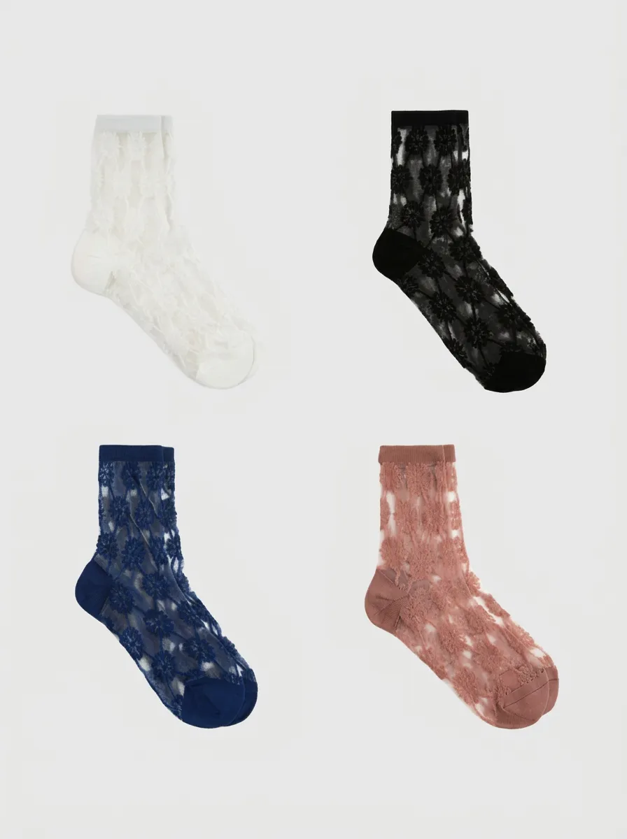 Women's Assorted Floral Sheer Ankle Socks 4-Pack