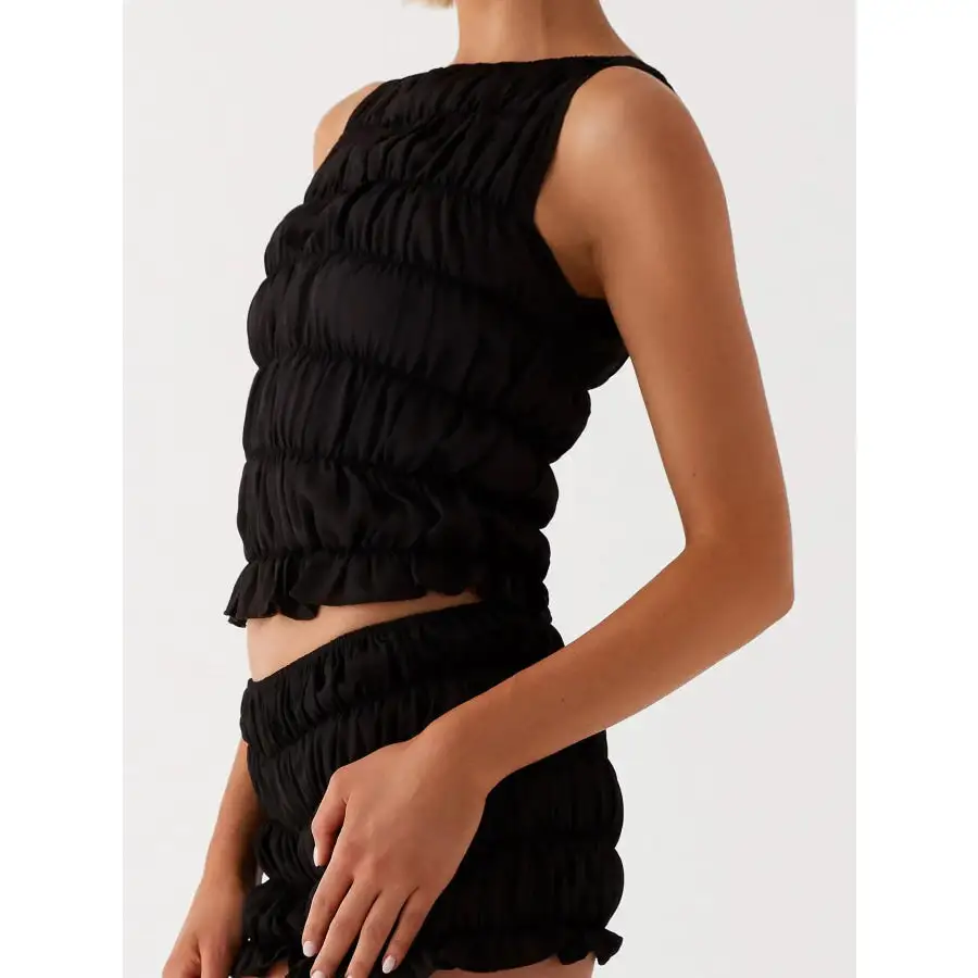 Ruched Texture Tank and Shorts Two Piece Set