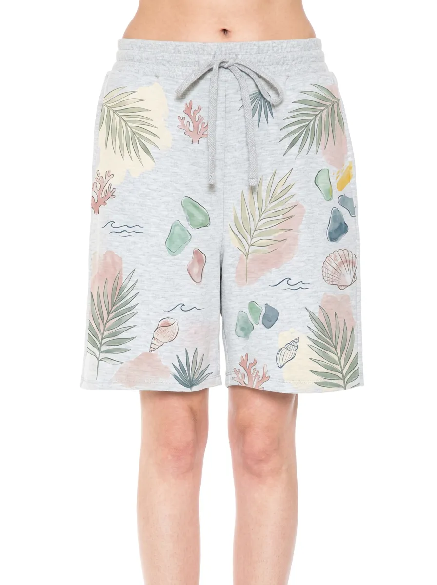 Women's Beach Vacation Tropical Shells Coral Printed Shorts