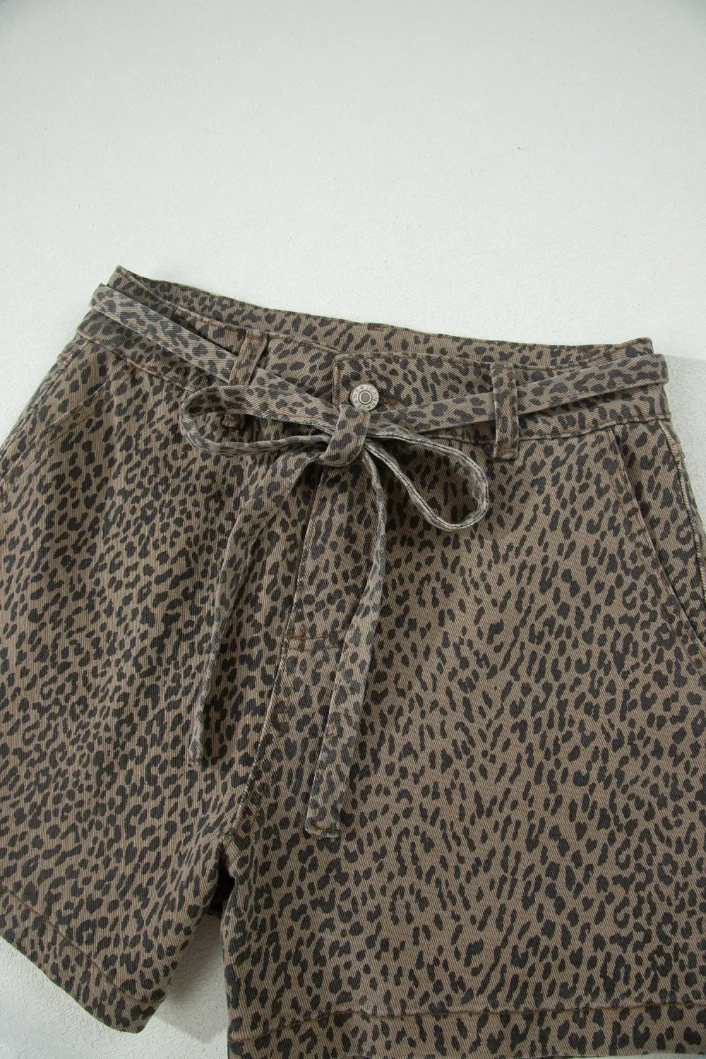 Refined Leopard-Print Denim Shorts