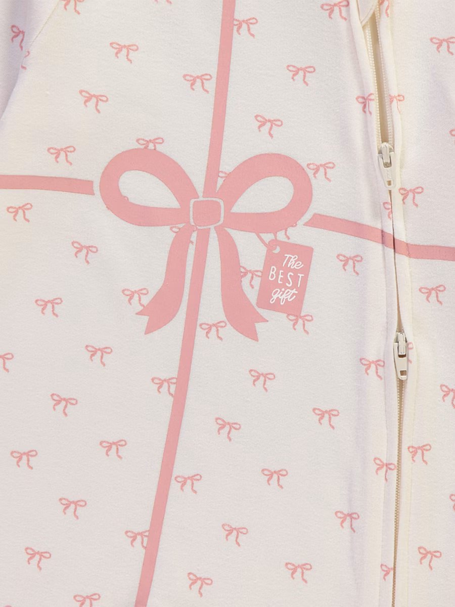 Christmas Bow The Best Gift Zip Fasten Sleepsuit detail 1