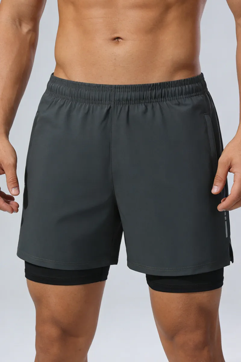 Drawstring Dual Layer Lightweight Athletic Shorts