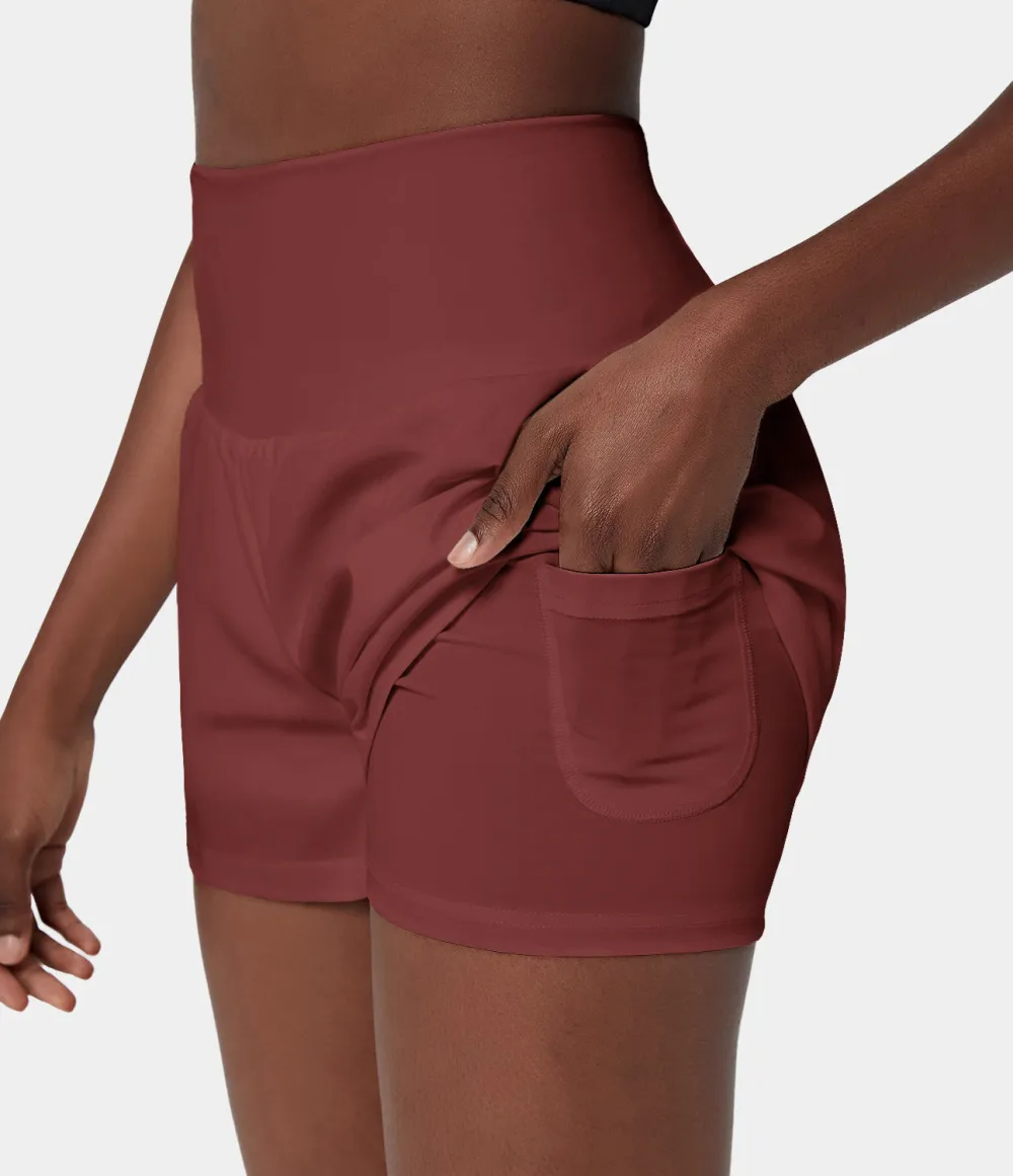 2026🔥  Super High Waisted Back Pocket & Side Hidden Pocket 2-in-1 Yoga Shorts 2.5