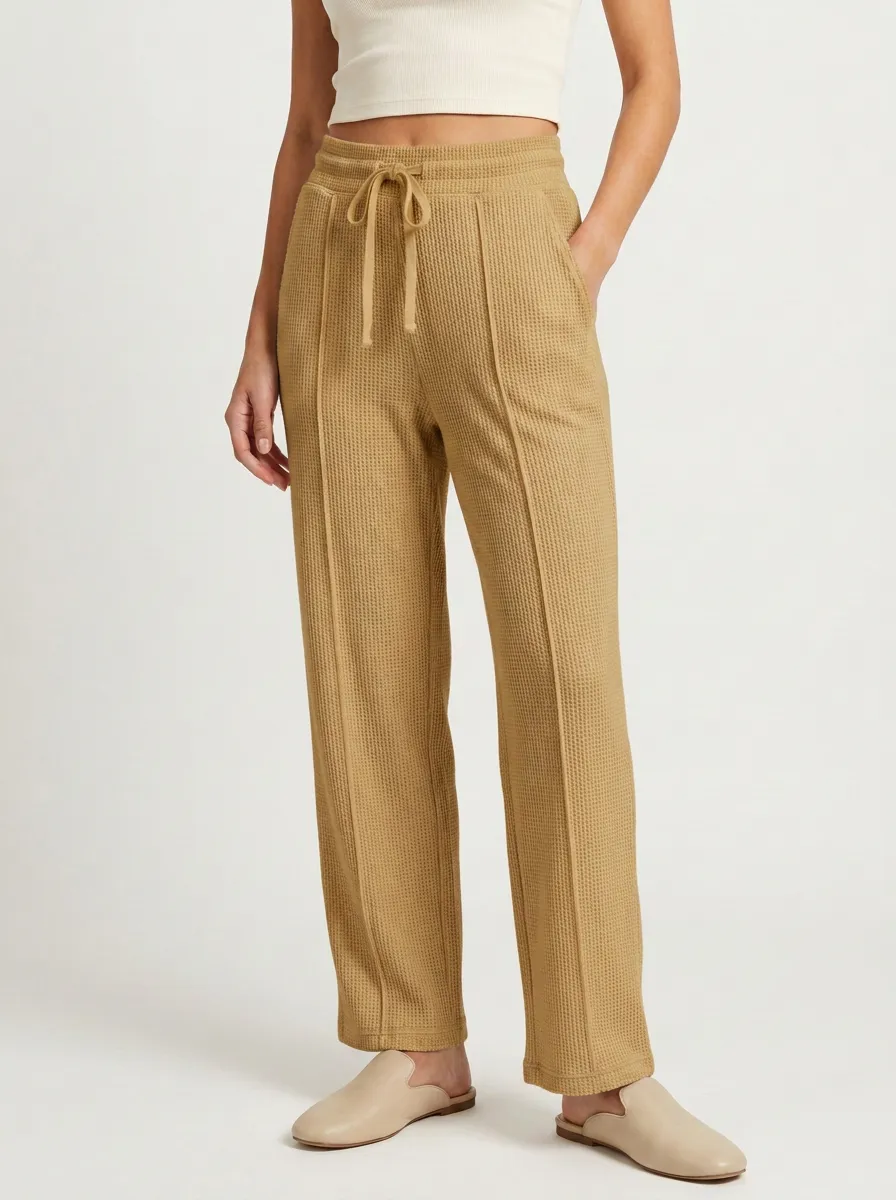 Women's Casual Lounge Waffle Knit Drawstring Pants