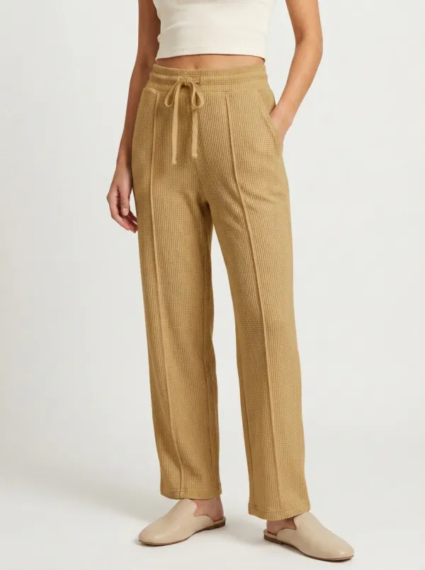 Women's Casual Lounge Waffle Knit Drawstring Pants