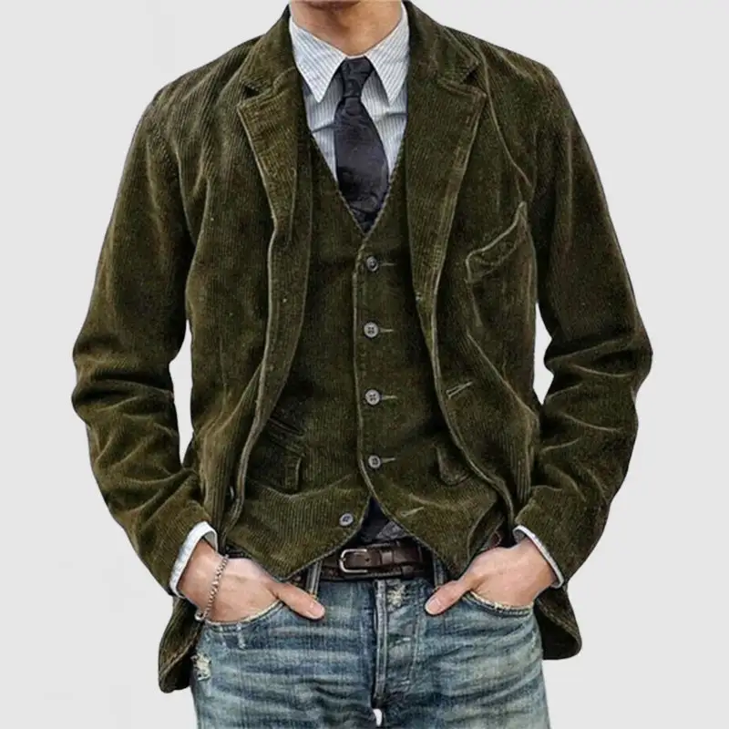 Corduroy Open Collar Jacket