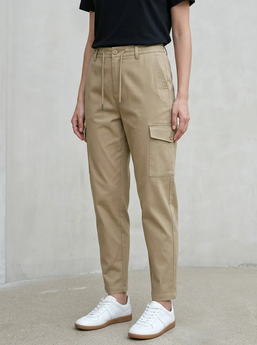 Women's Belted Tapered Utility Cargo Trousers