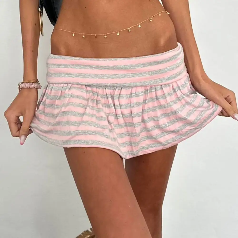 Striped Knit Easy Mini Skirt