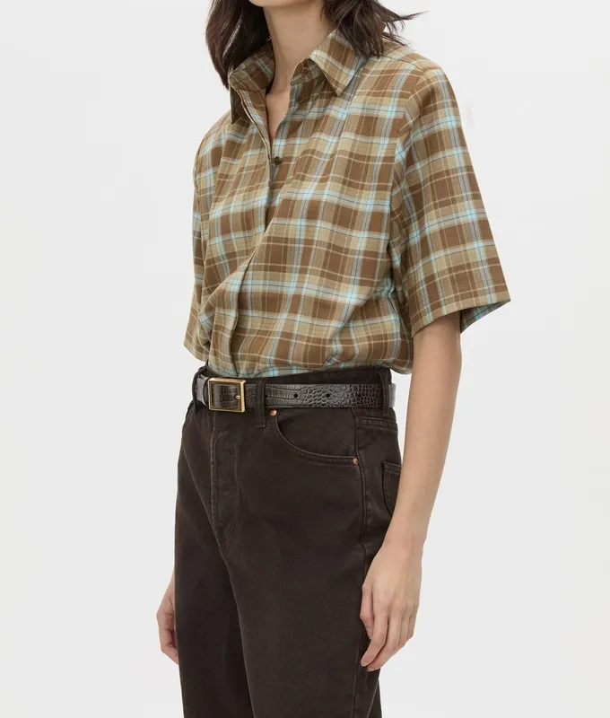 Chocolate Check Short Sleeve Checked Shirt