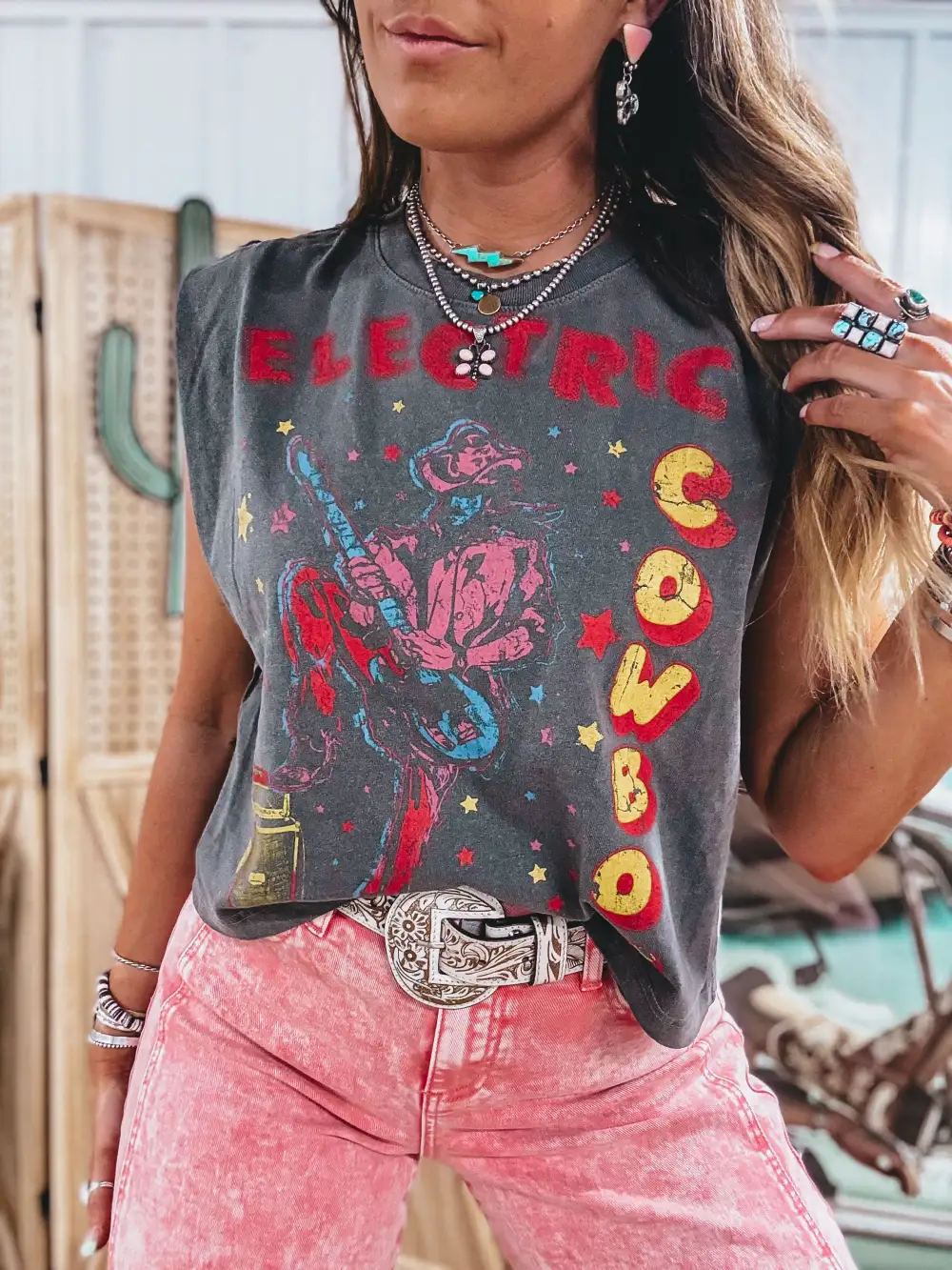 Western Graphic Muscle Tank Top