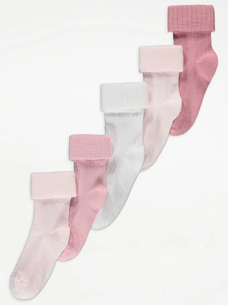 Pink Ribbed Socks 5 Pack