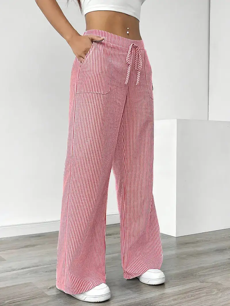 Classic Wide Leg Striped Trousers