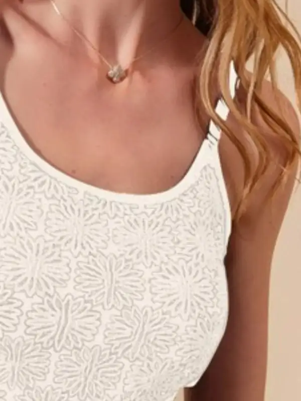 Two Tone Floral Seamless Tank Top Nylon Blend