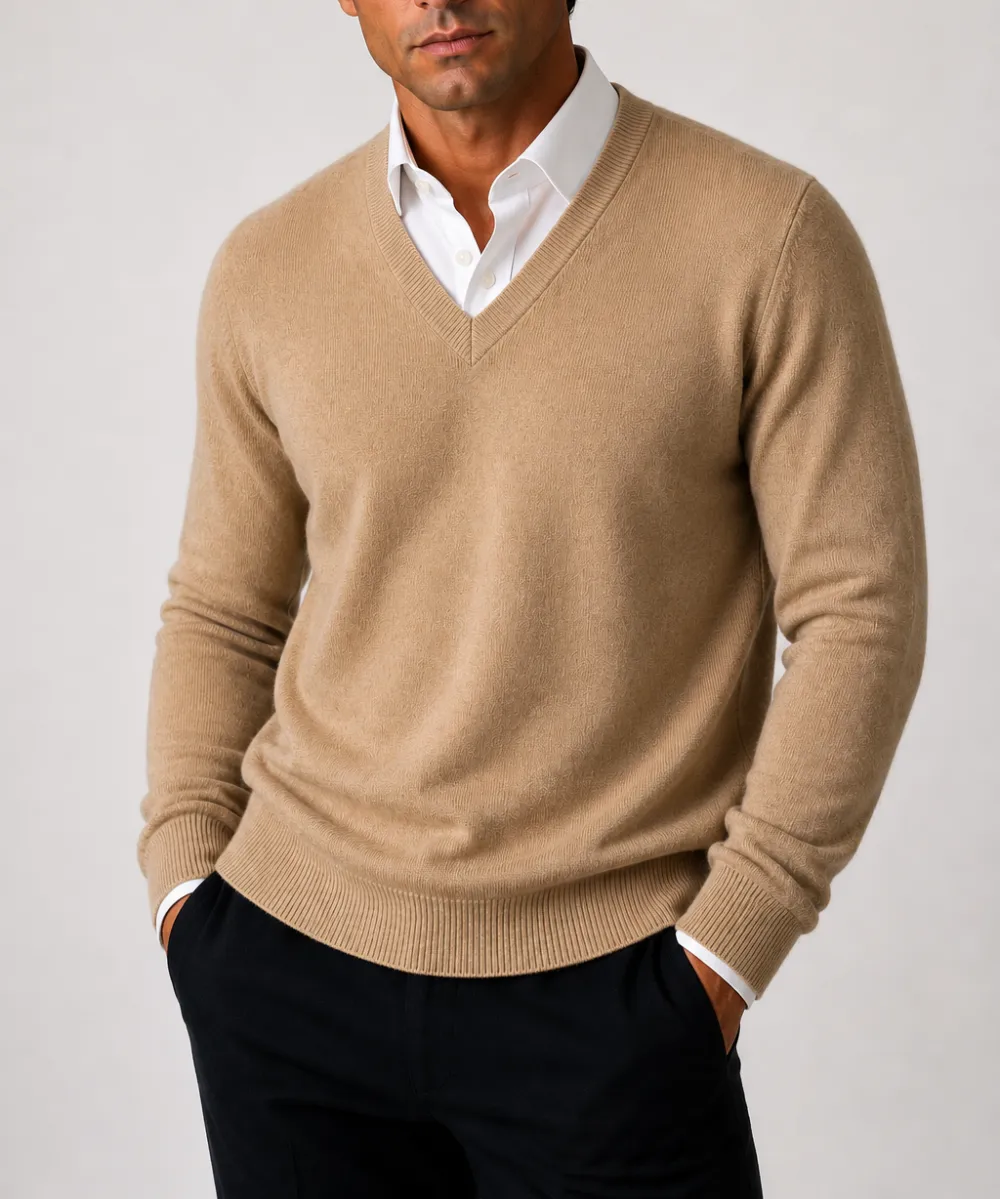 Merino Cashmere V Neck Pullover