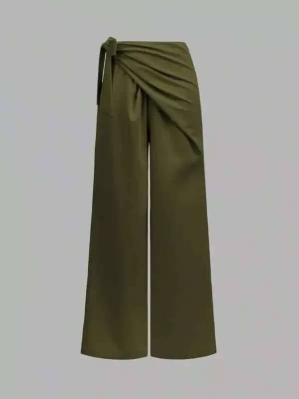 Wrap Waist Wide Leg Pants