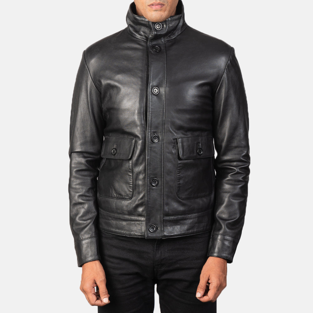 Men's Classic Outdoor Bomber Leather Jacket