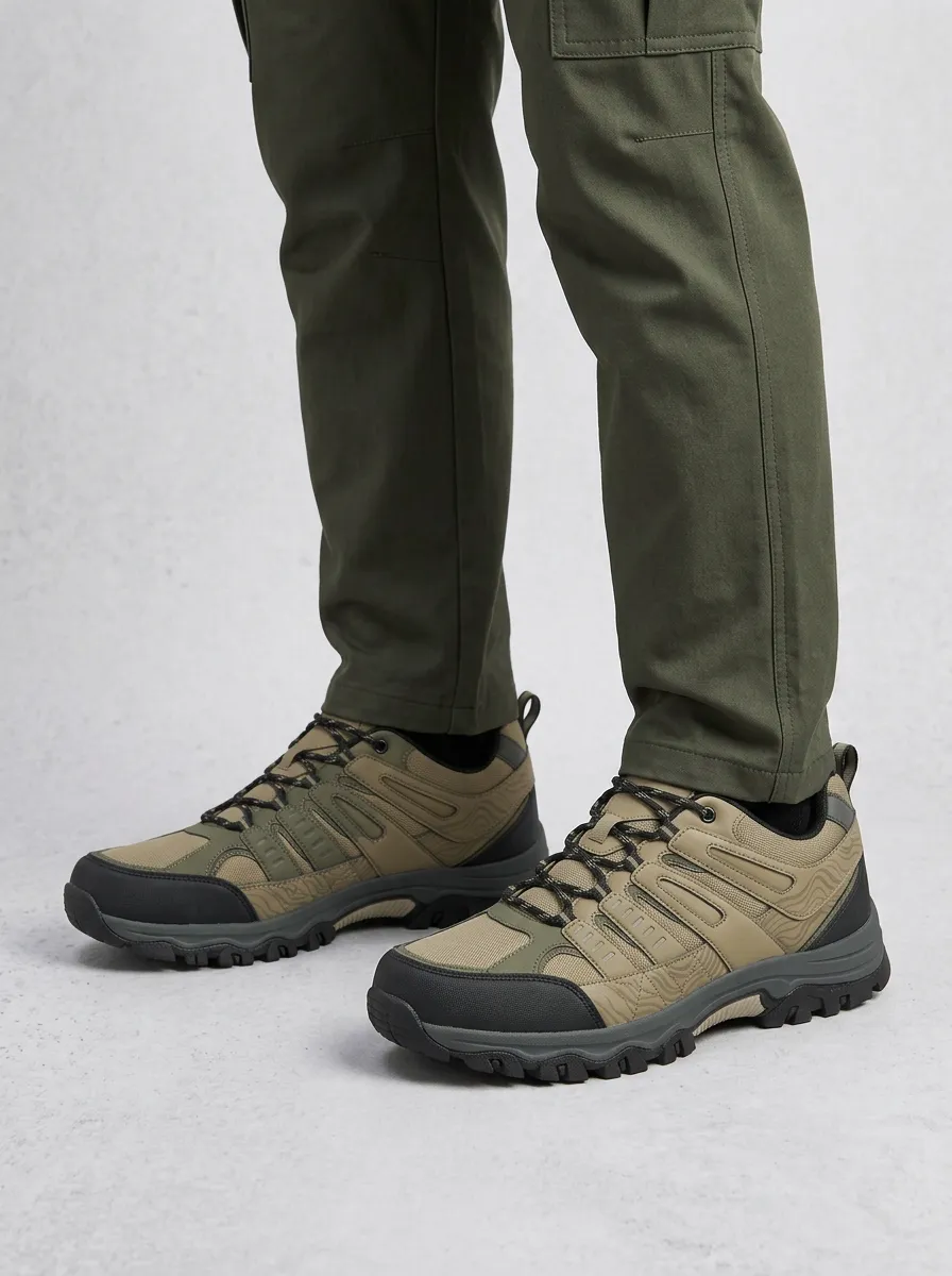 Men's Outdoor Hiking Topographic Pattern Printed Outdoor Shoes