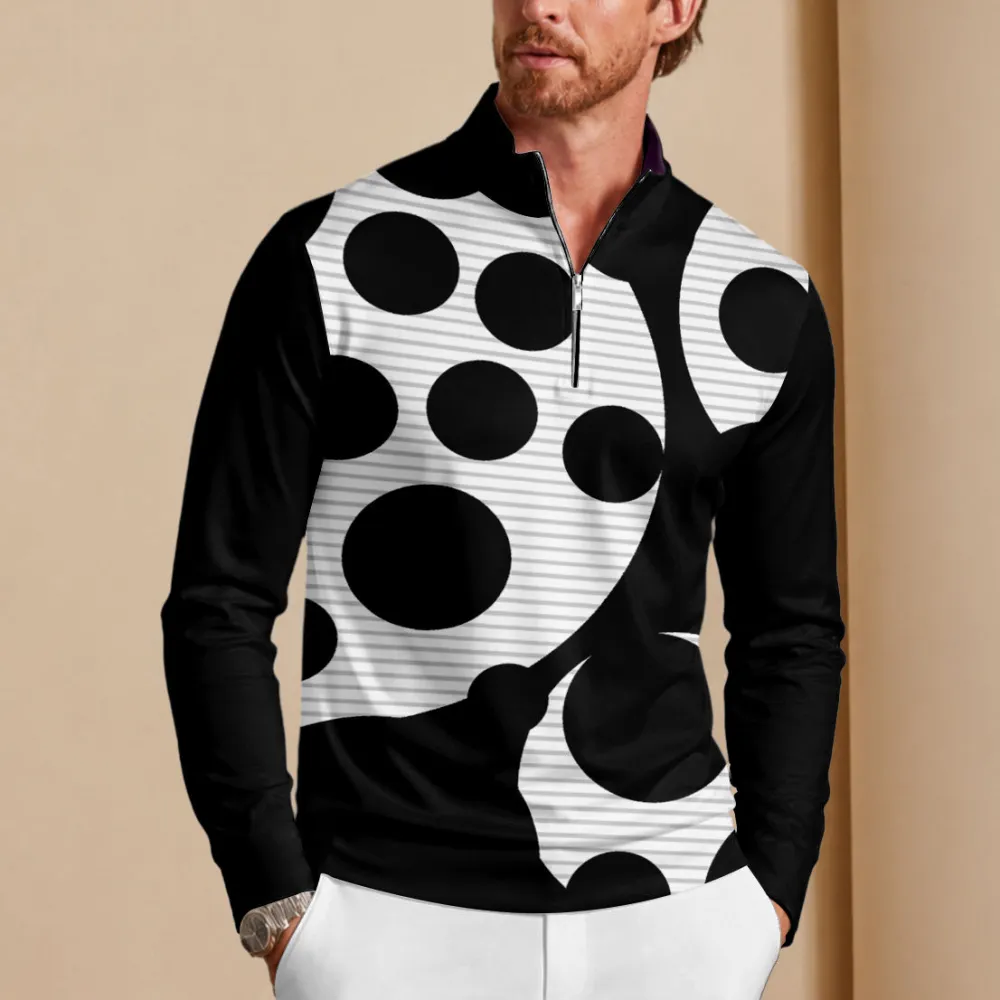 Modern Lightweight Colorblock Long Sleeve Golf Shirt