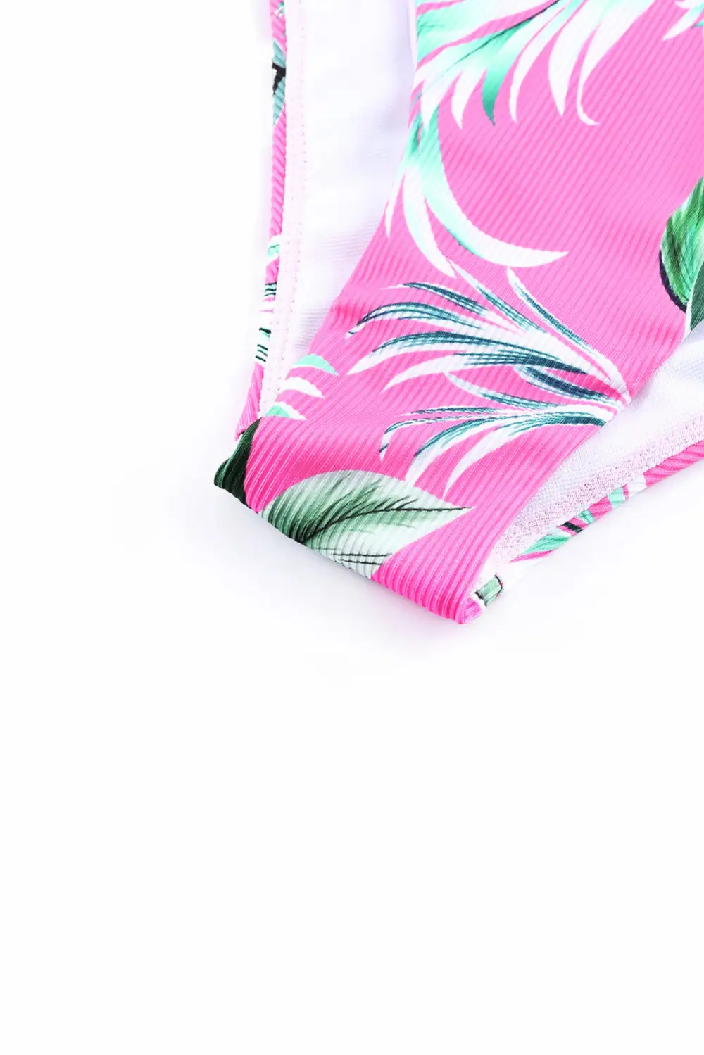Swimwear Floral Bodycom Party Bikinis Scoop Neck Tropical Ribbed High Waist Bikini