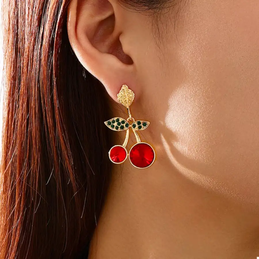 Classic K Gold Plated Cherry Drop Earrings