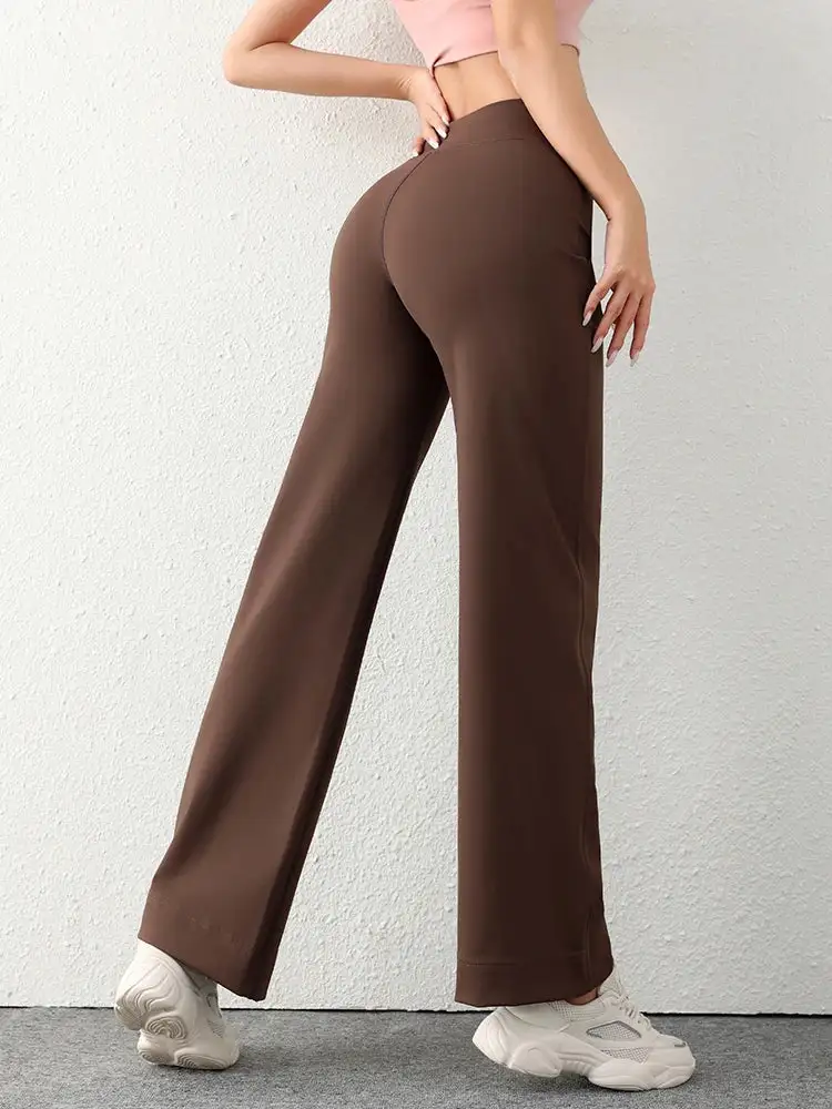Casual Straight Running Wide Leg Pockets Leggings Yoga Pants