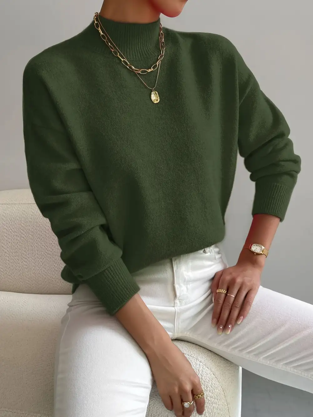  Knit Turtleneck Knit Sweater