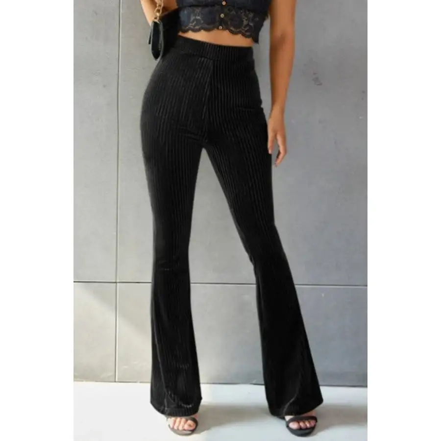 Ribbed High Waist Flare Pants