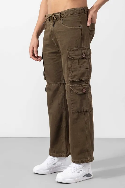 Brown Multi Pocket Cargo Pants