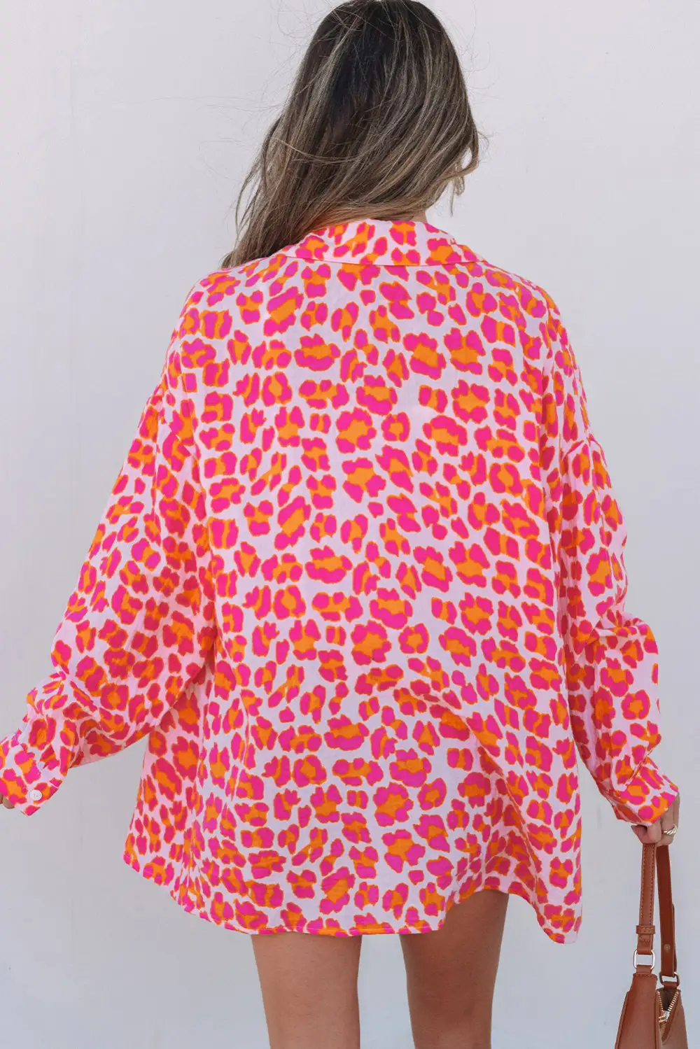 Women's Leopard Print Loose Fit Button Front Blouse