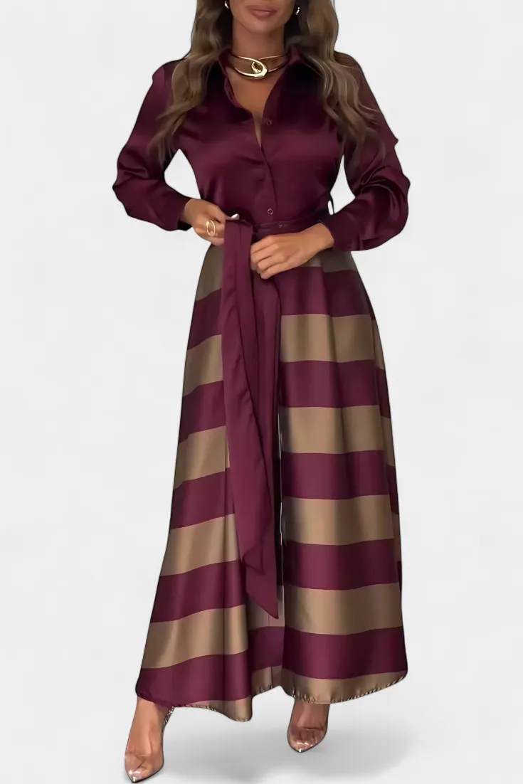 Shirt-Style Striped Casual Dress