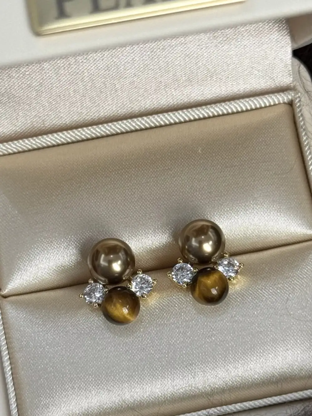 Tiger Eye Stud Earrings
