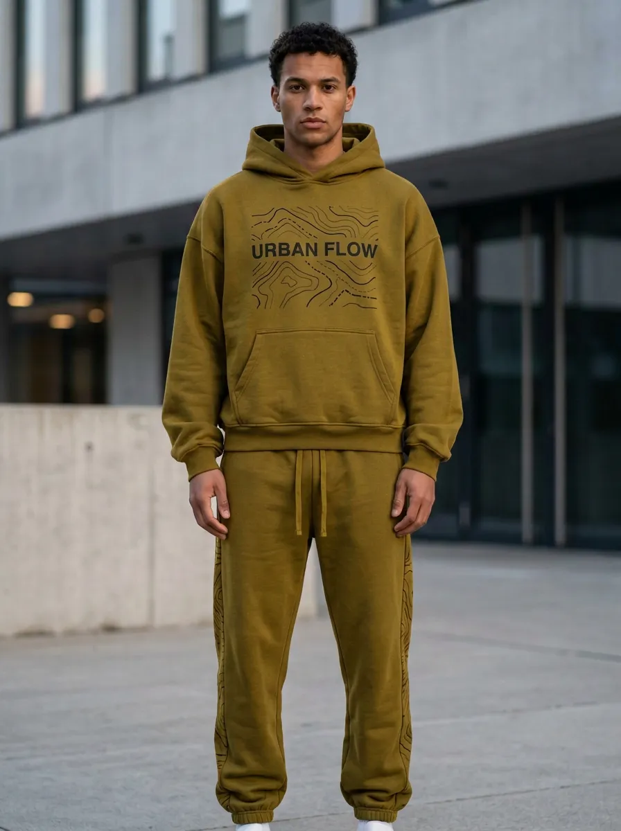 Casual Tracksuit Topographic Men's Two-Piece Tracksuit