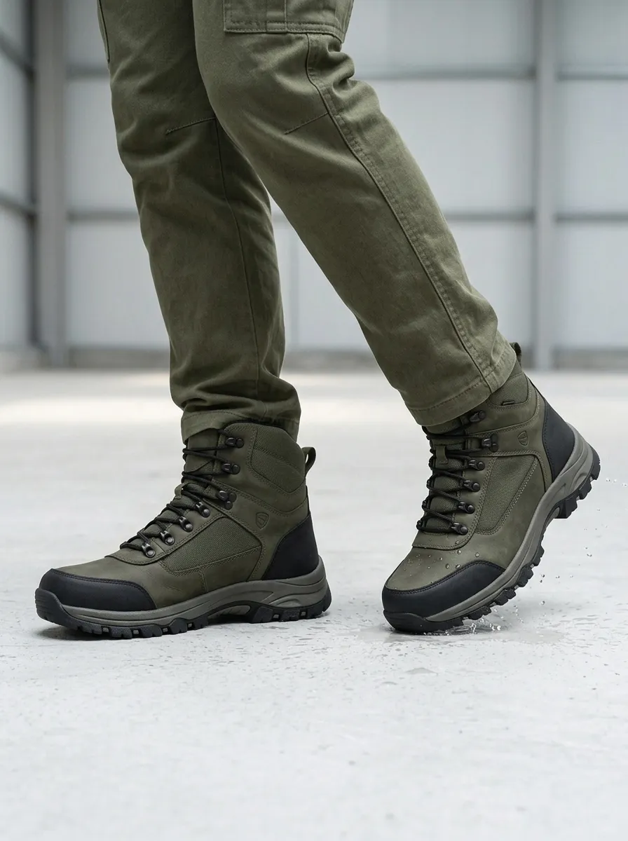 Unisex Waterproof Olive Green Waterproof Tactical Printed Work Boots