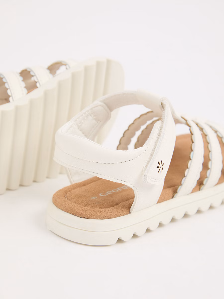 White Iridescent Trim Gladiator Sandal detail 2