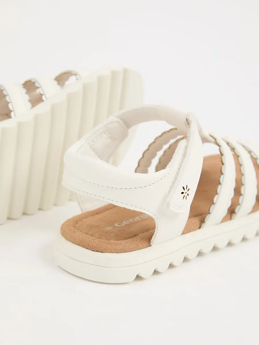 White Iridescent Trim Gladiator Sandal