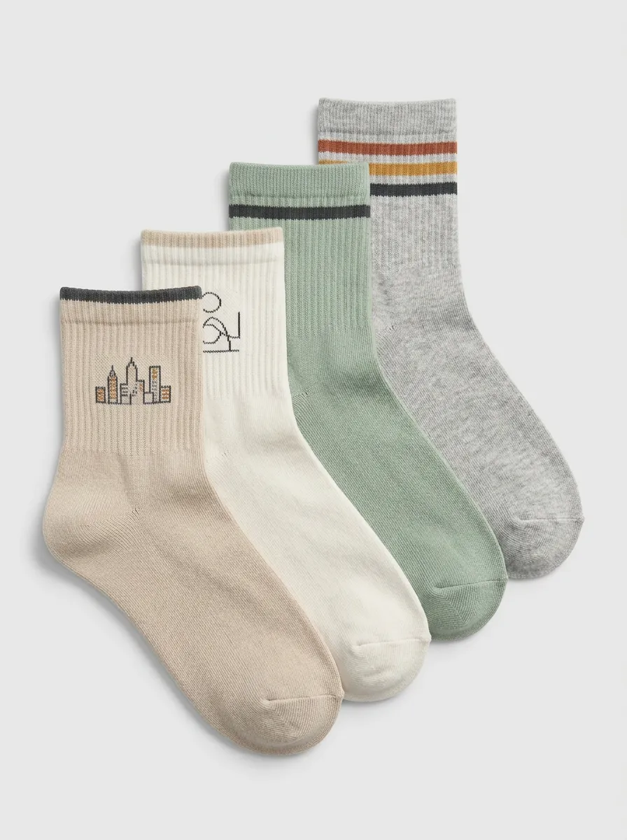 Minimalist City Men's Four-Pair Long Socks