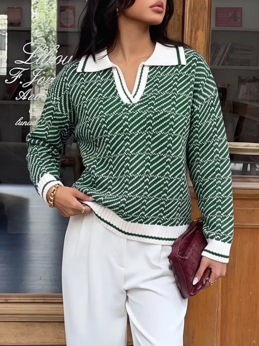 Collared Geometric Sweater