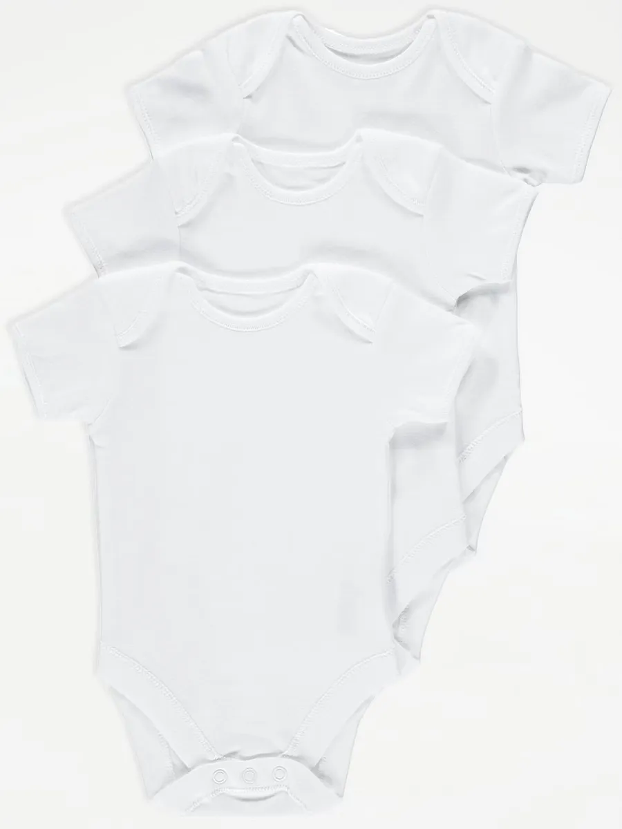 White Short Sleeve Bodysuits 3 Pack