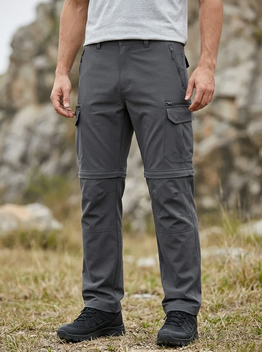 Men's Expedition Rugged Multi-Pocket Waterproof Zip-Off Tactical Cargo Pants