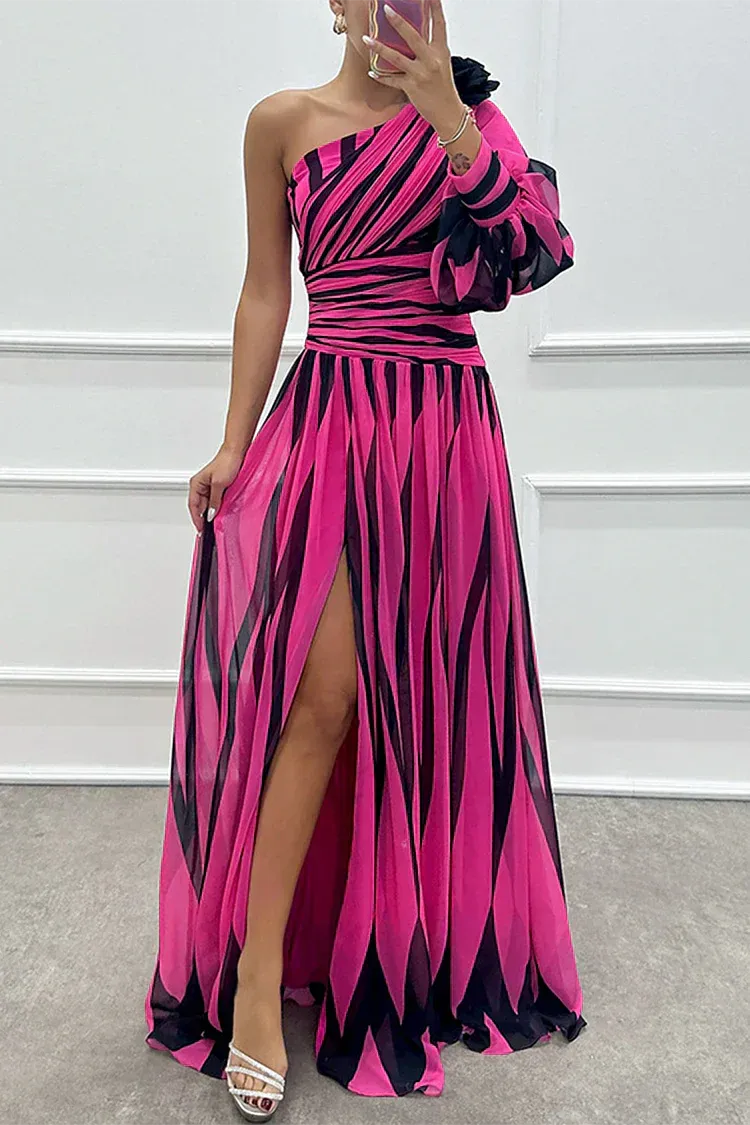 One-Shoulder Woven Maxi Dress