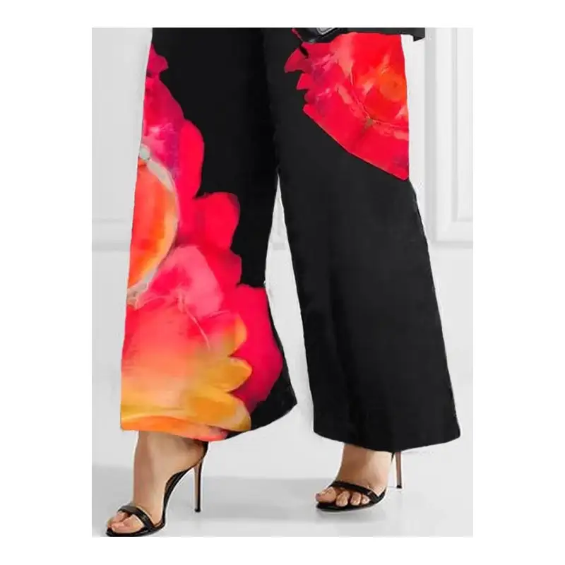 Women's Wide Leg Loose Fit Printed Pants