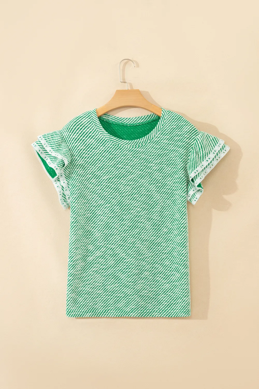 Aqua Twilled Print Lace Blouse