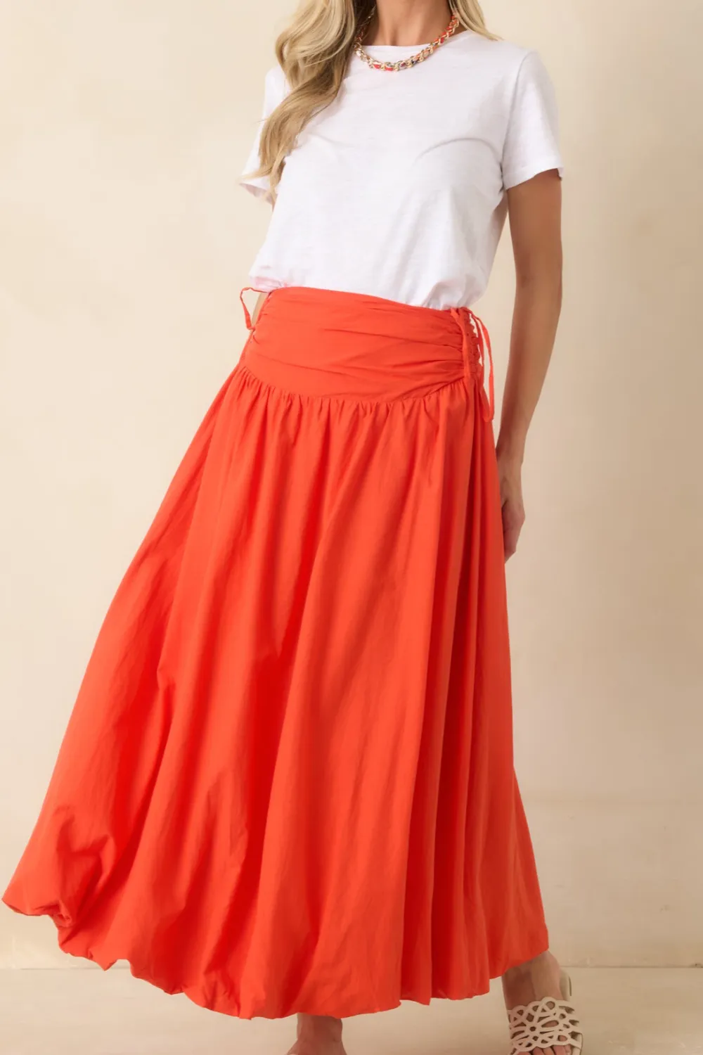 Cotton Gathered Maxi Skirt