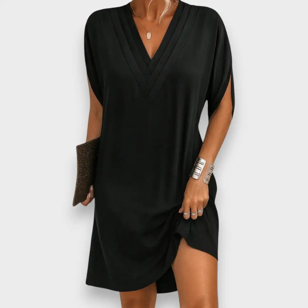 V-Neck Relaxed Mini Dress